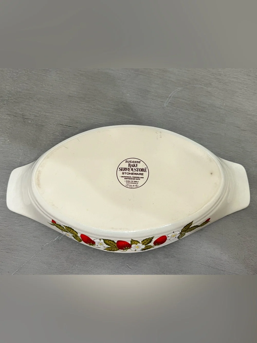Vintage strawberry stoneware baking dish